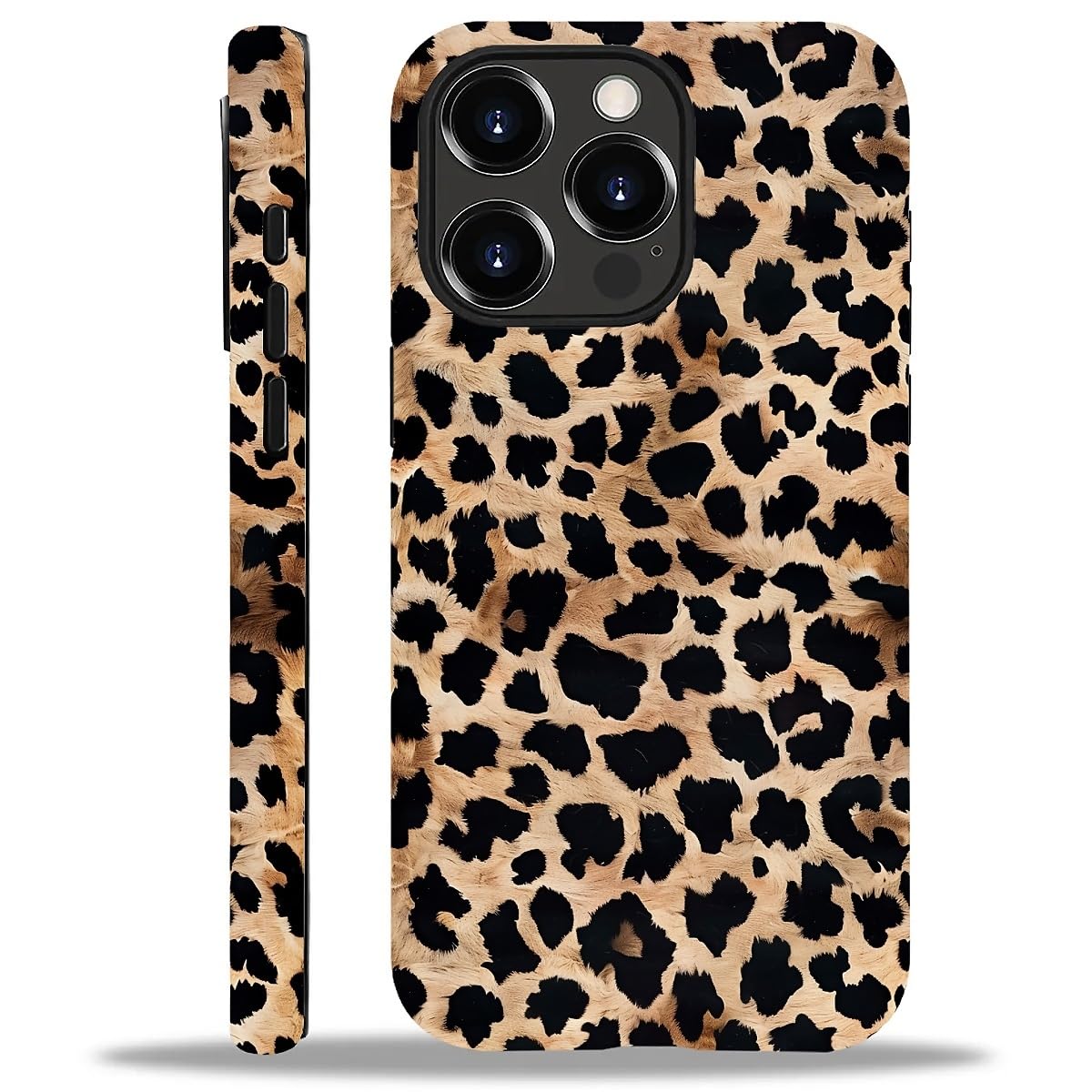 Kapadiy Compatible with iPhone 15 Pro Max Case, Leopard Print Texture for Woman Men, Full Body Protective Cover, Shockproof 2 in 1 Silicone + Hard PC