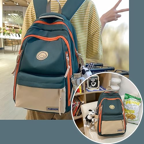 Miniatura 2 de Mochila Kawaii con bonitos accesorios colgantes, mochila informal de viaje, bolsa grande para portátil al aire libre, impermeable, Negro -, Mochila