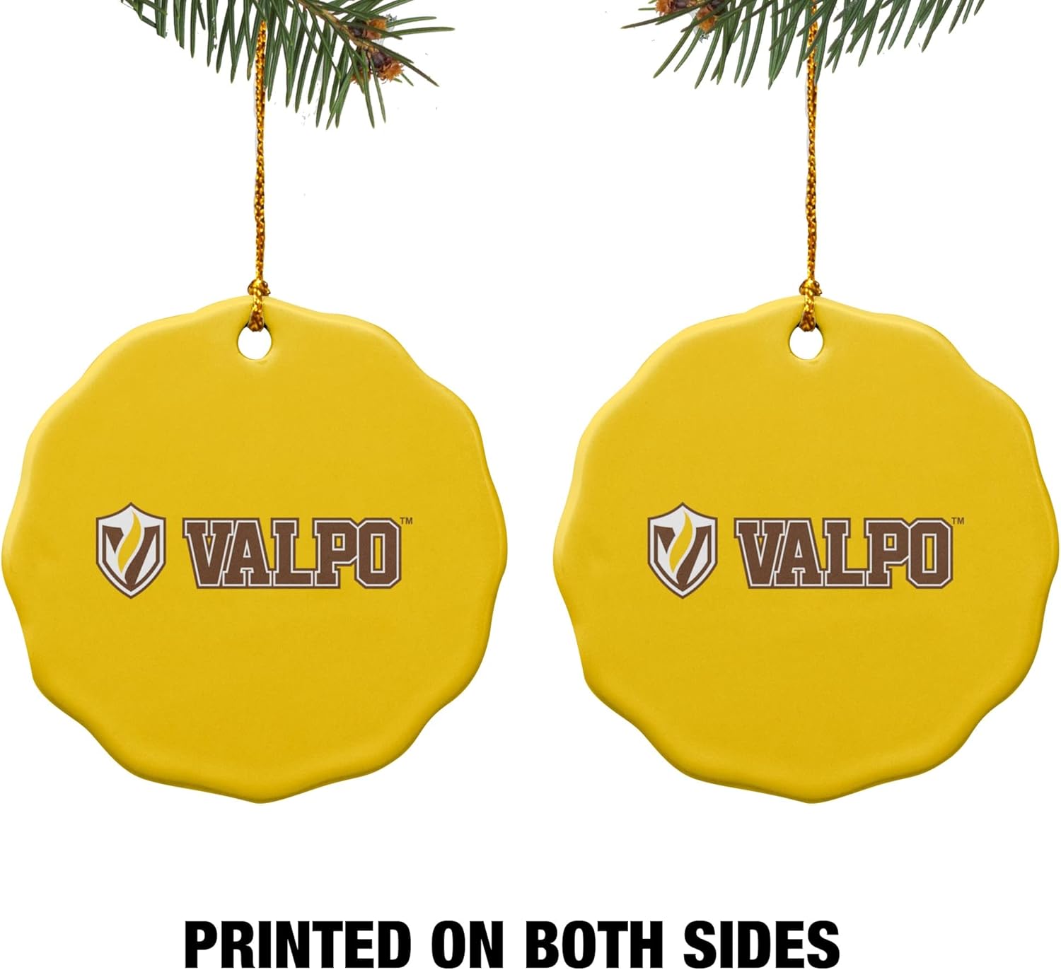 GRAPHICS & MORE Valparaiso University Secondary Logo Porcelain Scalloped Holiday Christmas Tree Ornament - 2.8" (7.1 cm) - Image 2