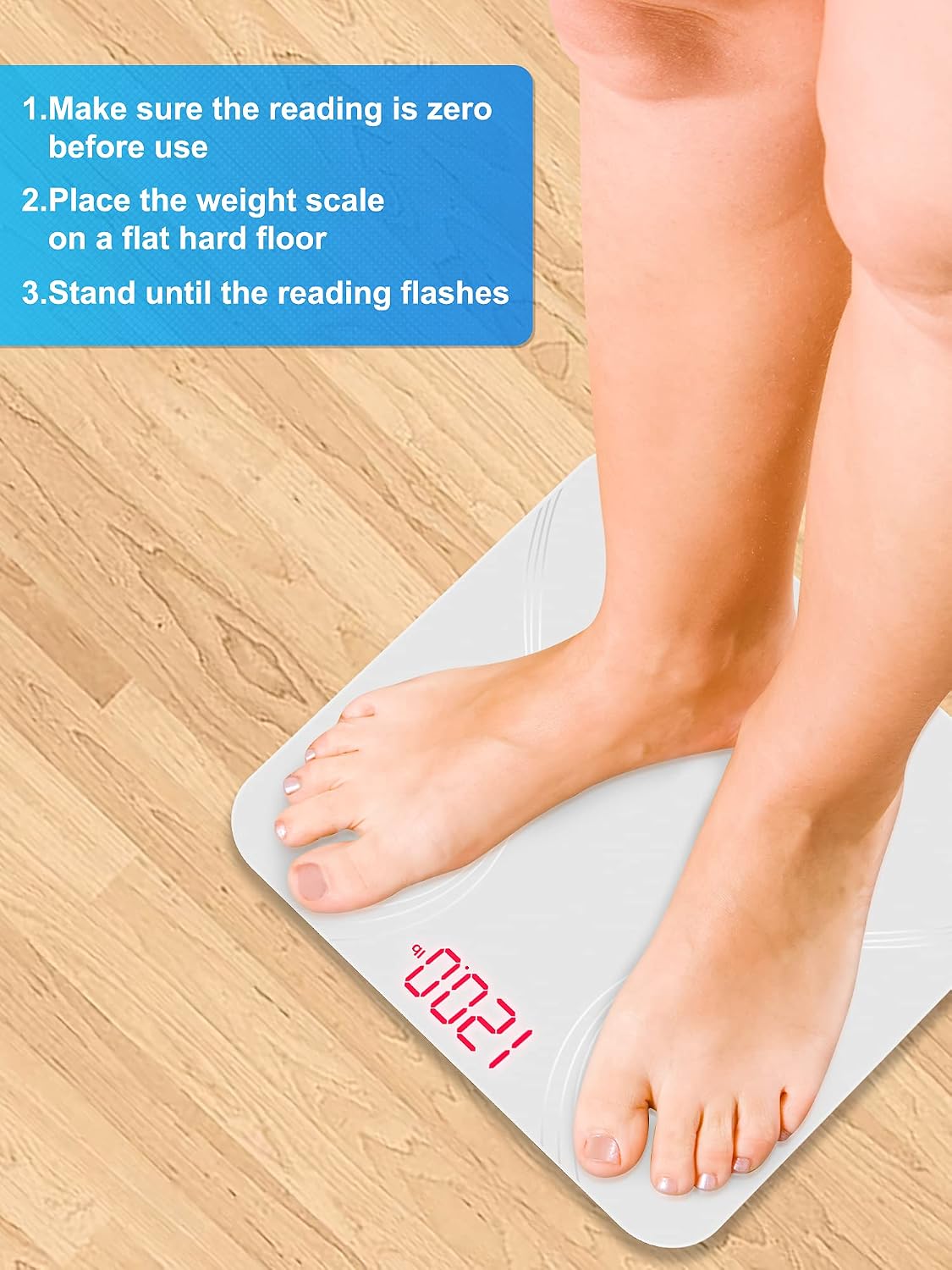 SMARTAKE Weight Scale, Precision Body Bathroom Scale, Digital Electronic Scale with Step-On Technology, 6mm Tempered Glass Easy Read Backlit LED Display, Body Tape Measure Included, 400 Pounds, White