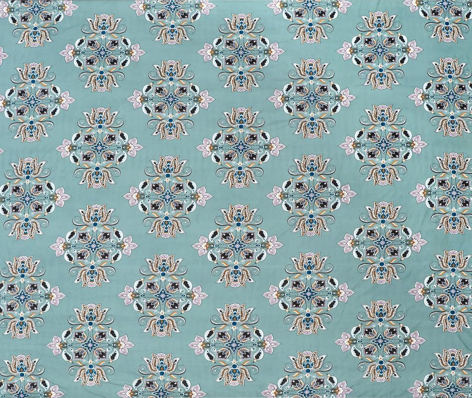 Image of la' amour Cotton Flat Double Bedsheets with 2 King Size Pillow Covers | Double Bed Breathable | Wrinklefree | Ultrasoft 180-220 tc Supersoft Floral | 90x90 Inches, Sky Blue