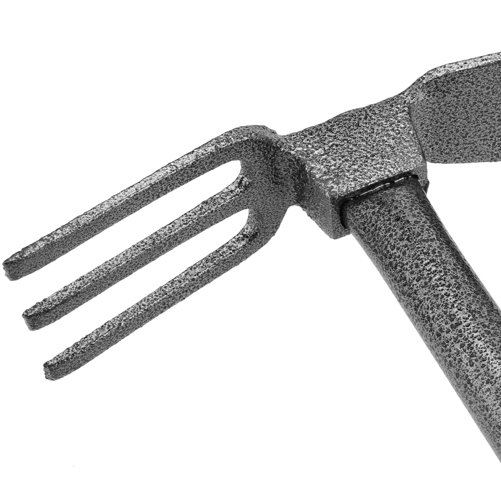 MOUYAT 4 piezas de azada y cultivador de jardín, herramienta de deshierbe de doble cabeza, resistente a la mano, a prueba de óxido, cultivador de 3 puntas con mango para deshierbar y excavar