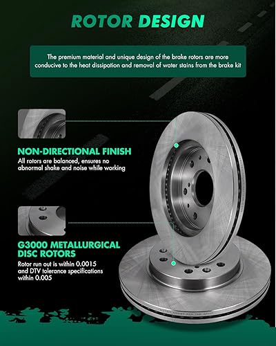 Miniatura 2 de SCITOO Rotores de disco ventilados delanteros de 12.99 pulgadas + pastillas de freno de cerámica de repuesto para Cadillac Escalade ESV/EXT, para