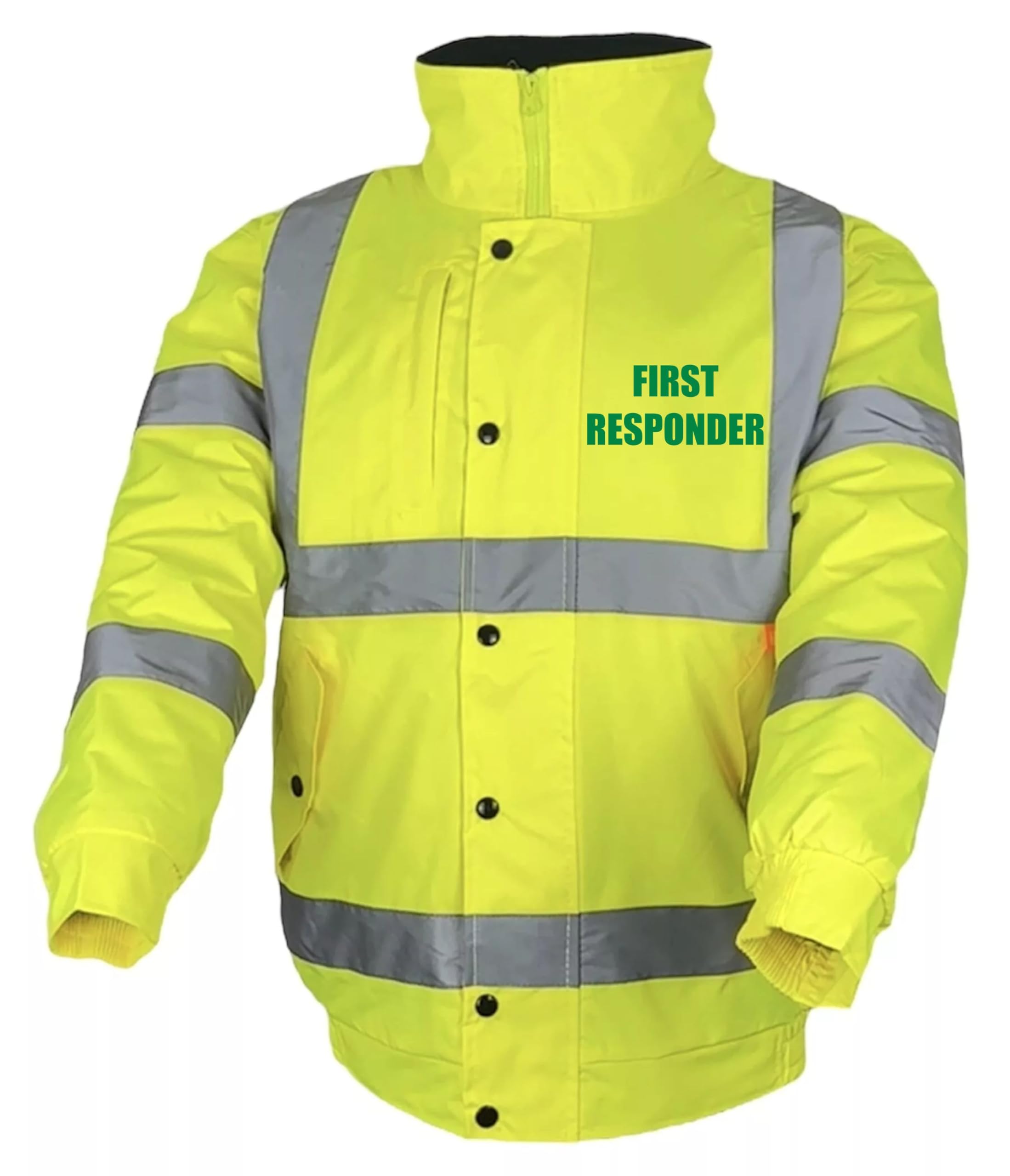 First Responder Yellow Hi Vis Bomber Jacket Reflective, Waterproof, Medical, Conforms to EN20471 Class 3, High Visibility, By Brook Hi Vis, XXLarge
