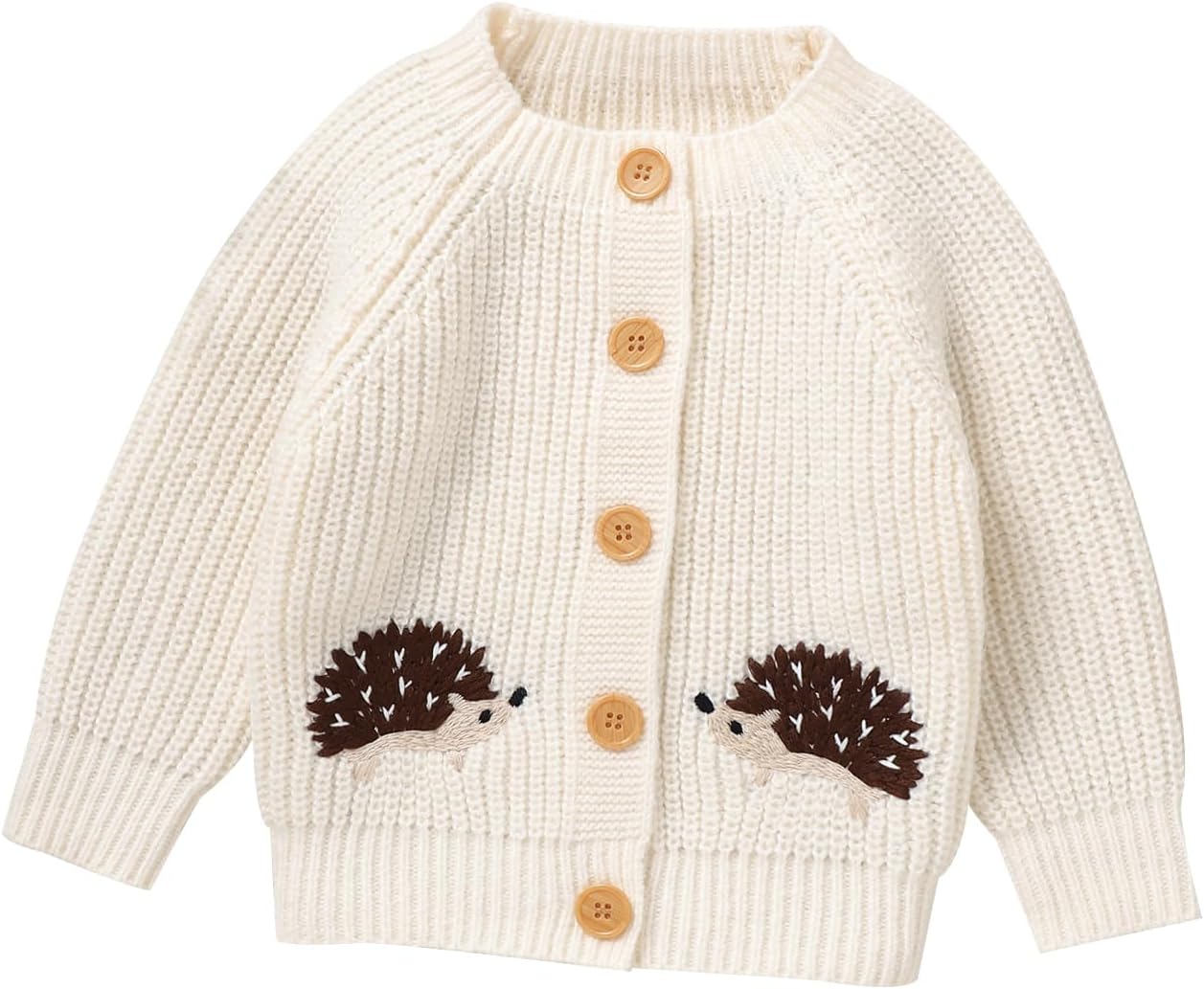 Opewod Baby Boy Girl Knit Cardigan Sweater Soft Warm Crochet Round Neck Long Sleeve Coat Toddler Outwear Fall Winter Clothes