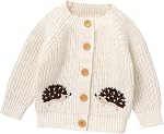 Baby Knit Cardigan Sweater for Boy Girl Soft Warm Coat Round Neck Long Sleeve Toddler Outwear Fall Winter Clothes