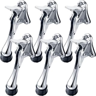 6 Pieces Heavy Duty Door Stops for Bottom of Door Kickdown Door Stops Metal Doorstop with Adjustable Rubber Tips Spring Door Stop Kick Door Stop Replacements (Bright Color, 4 Inch)