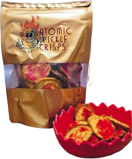 Crunchy Real Dill Pickle Snacks, Ranch or Spicy Atomic Flavors, Tangy Shelf-Stable Pickles, appx 30 g bags (Spicy Coating)