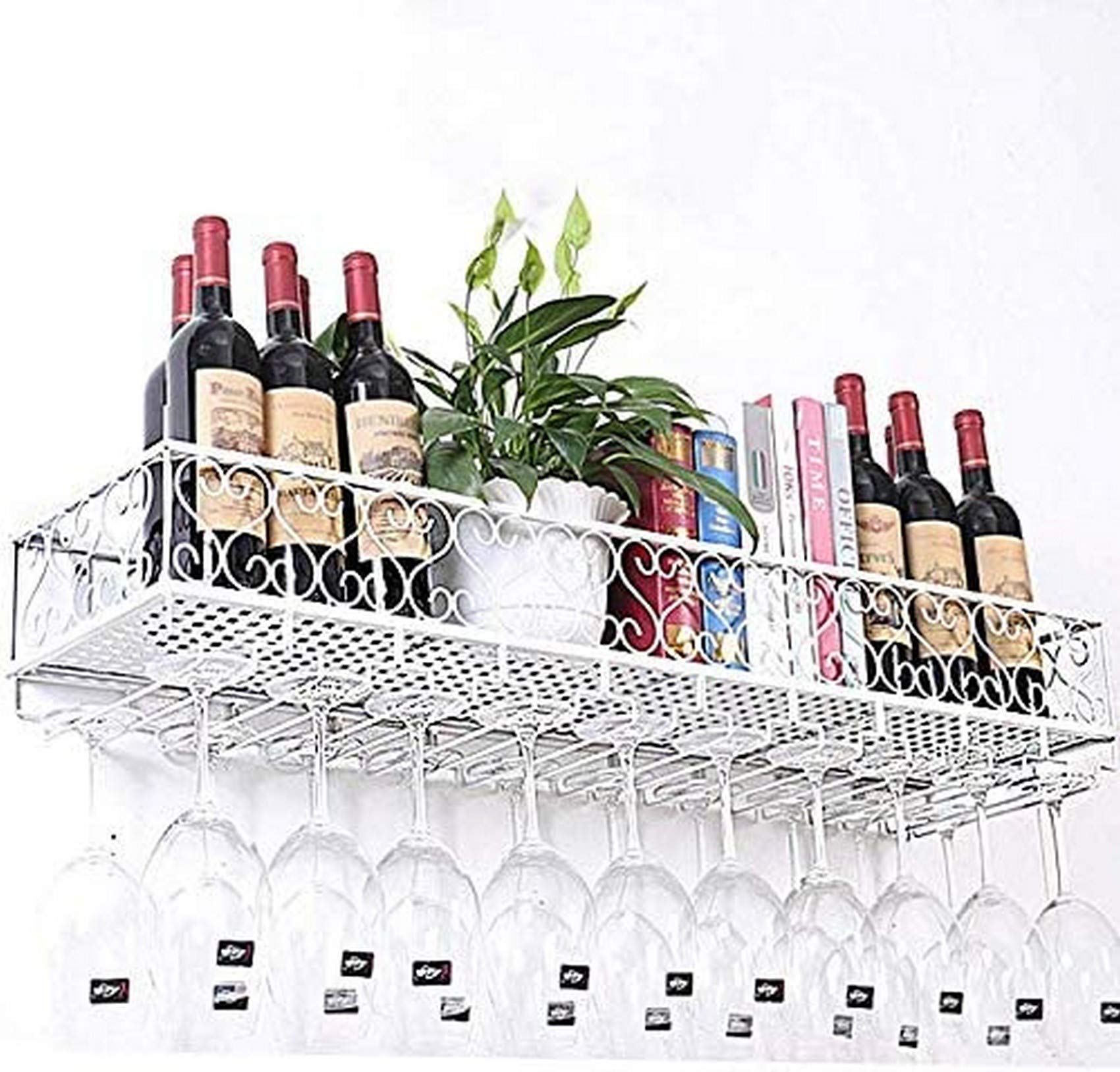 Casier à vin en métal fixé au mur avec support de stockage verres à pied étagère cuisine