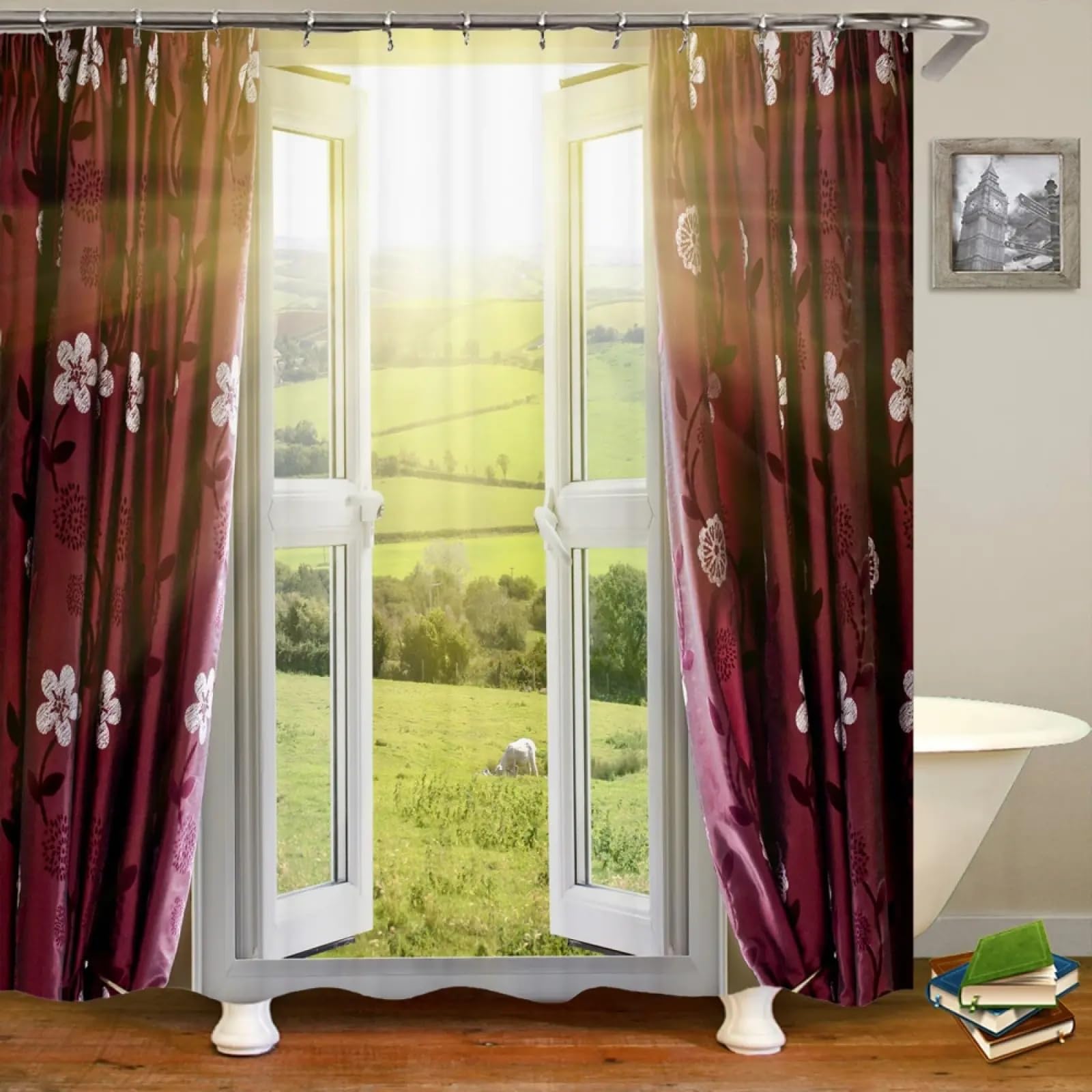 Rideau de douche paysage 3D évadez-vous dans votre salle de bain lavable