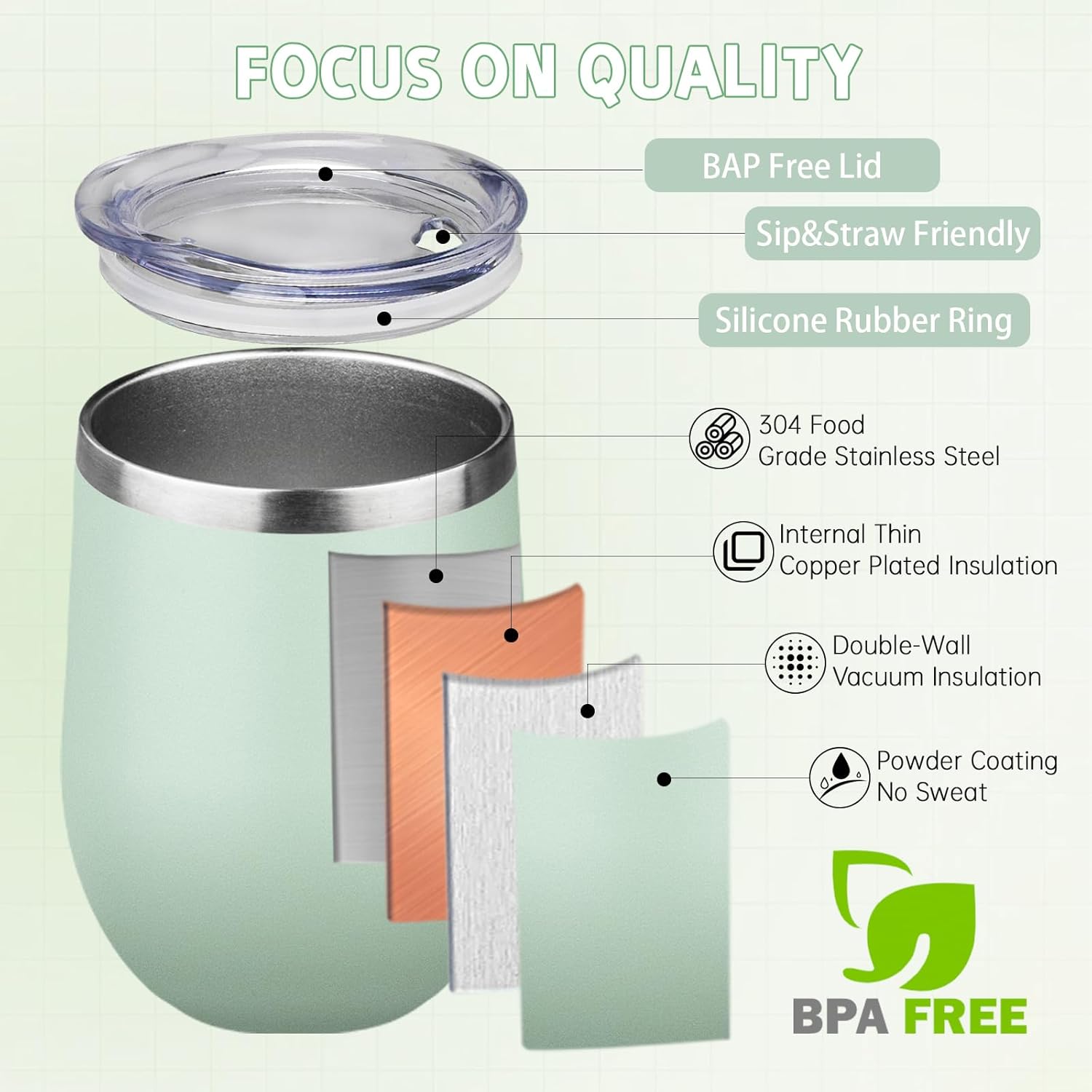 12oz/4 Pack Stainless Steel Wine Tumbler with Lid and Straw, Double Wall Vacuum Insulated Wine Tumbler Glasses, Stemless Travel Mugs for Hot and Cold Drinks, Coffee, Wine, Cocktails - Image 3