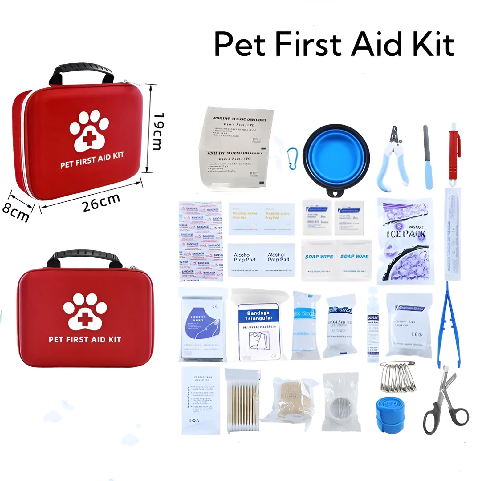 PAWSPLAY Pet First Aid Kit for Dogs & Cats, 101-Piece Emergency Kit with Bandages, Wound Care, Tick Remover, Nail Clipper, Portable Waterproof Travel Kit for Hiking, Camping, Car & Home Safety - image 3
