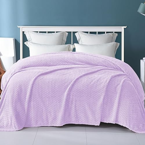 Miniatura 2 de Exclusivo Mezcla - Manta de forro polar para cama tamaño individual, 90x66 pulgadas mantas suaves y acogedoras de franela jacquard, ligeras y