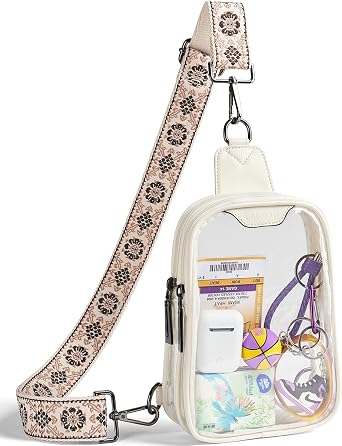 LATMAP DOUBLE ZIP Clear Bag for Stadium Events Crossbody Sling Bag Purse for Women Men Transparent Backpack for Sports Concerts