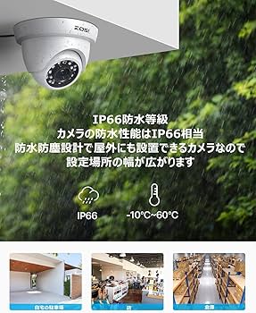 ZOSI 防犯カメラ屋外2台＆８CHレコーダー HDDなし Amazon.co.jp: ZOSI 1080P 防犯カメラシステム 5MP Lite 8CH