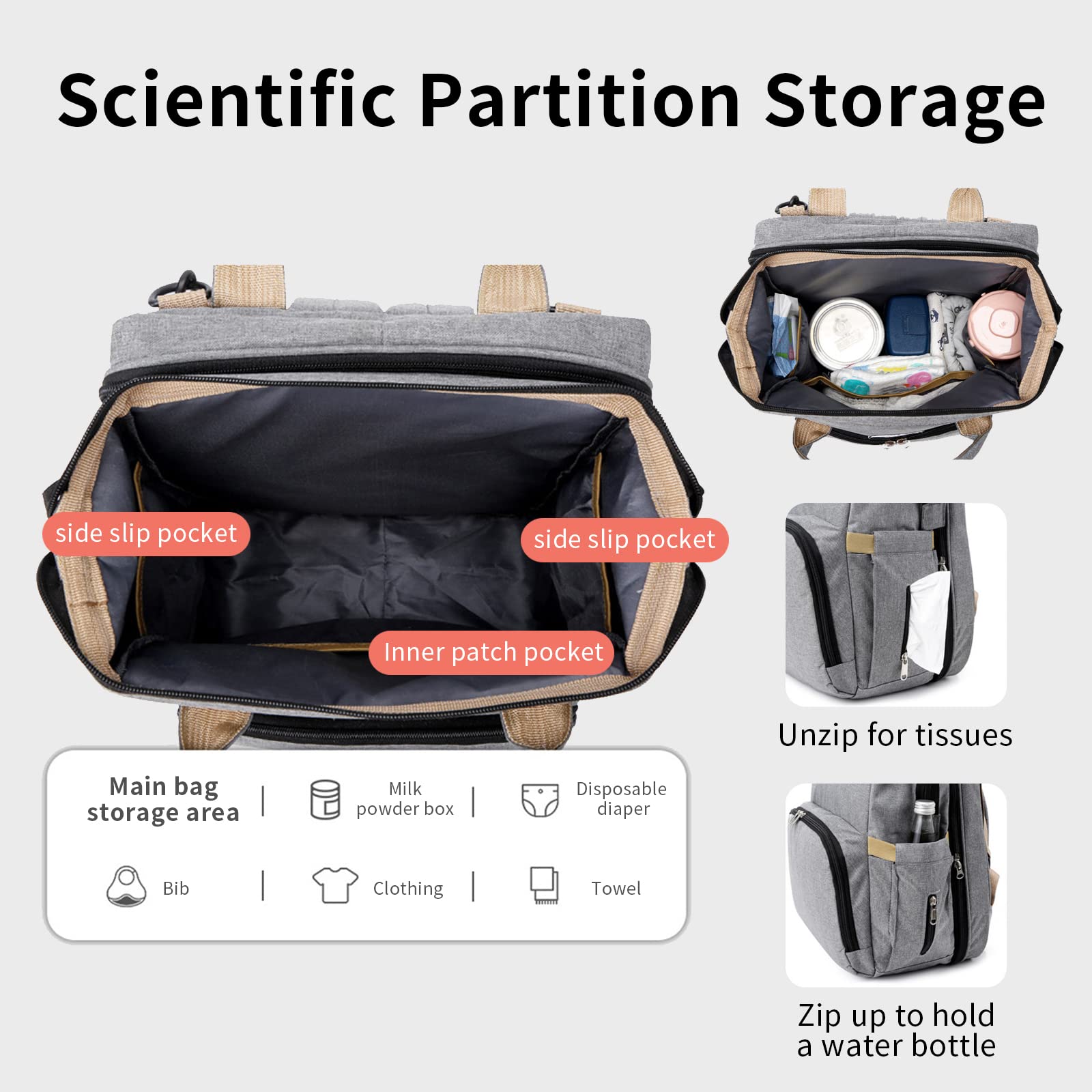 Borsa per pannolini personalizzata 3 in 1 zaino con fasciatoio multifunzione grandi borse per pannolini per bambini per ragazzi e ragazze portatile, borsa fasciatoio leggera personalizzata Regali