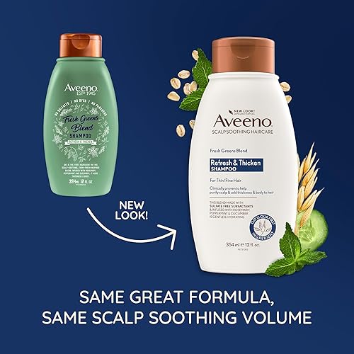 Miniatura 10 de Aveeno Fresh Greens Blend - Champú sin sulfatos con romero menta y pepino para espesar y nutrir champú clarificador y voluminizador para cabello