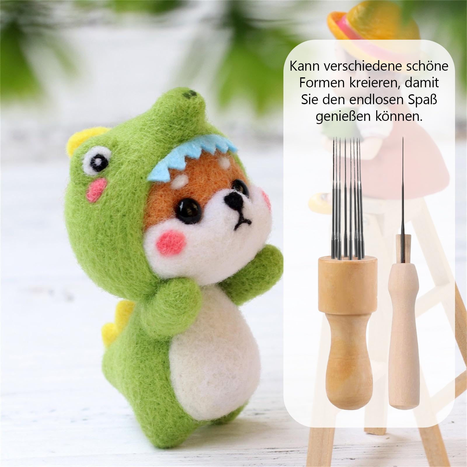 Zestaw do filcowania na igły, zestaw startowy do filcowania z 36 igłami do filcowania, zestaw 3 rozmiarów igieł do filcowania z 2 końcówkami i 1 drewnianym uchwytem do filcowania na sucho, drewniany