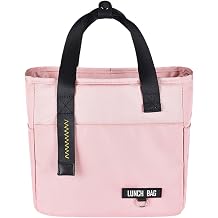 FAVORTALK Lunch Bag Insulated Lunch Bag for Women Adult Work Ladies Men Cool Bag Lunch Box Container Tote Bags for School Picnic or Travel - Small Pink
