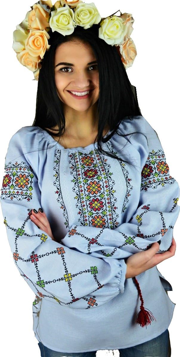 Ukrainian Embroidered Folk blouse for women "Flowers of Glory Colourful