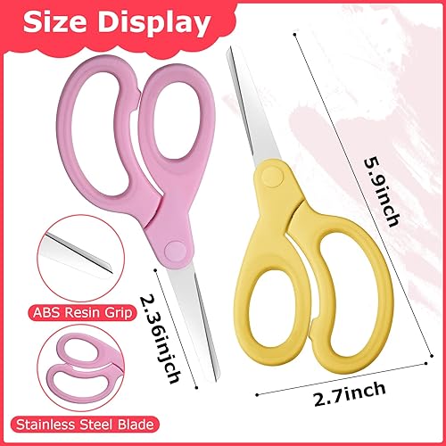 Miniatura 8 de Tijeras para niños zurdos de 5.9 pulgadas, tijeras de seguridad para niños con punta roma, cuchillas de acero inoxidable y agarre para oficina en