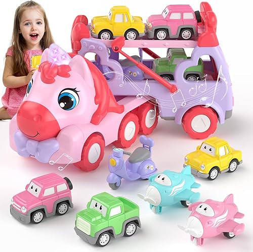 Miniatura 10 de Juguetes para niñas de 1, 2 y 3 años, 7 en 1, camión transportador, juguetes para niñas, juguetes para niñas de 1 a 2 a 3 años, juguete de princesa