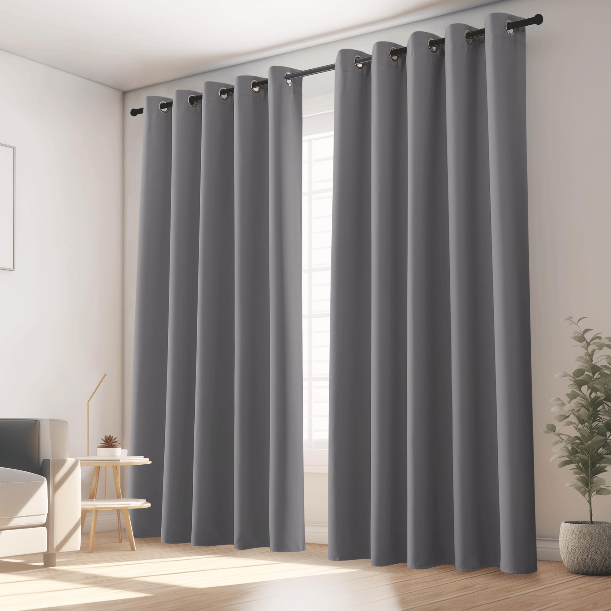 KGORGE Grey Curtains 84 Inch Length, Room Darkening Curtains, Thermal Window Drapes for Bedroom, Living Room (70W x 84L Inch, Set of 2), Minor Flaw