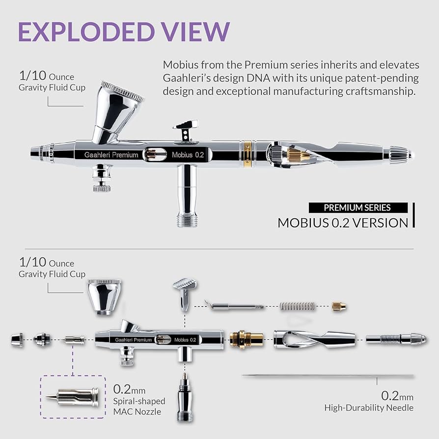 Amazon.com: Gaahleri Airbrush Premium Series GHPM-Mobius 0.2mm