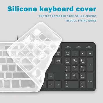 Slim USB Wired Keyboard, Soft Touch and Quiet Key for PC, Laptop and Computer, Full Size QWERTY UK Layout - Black
