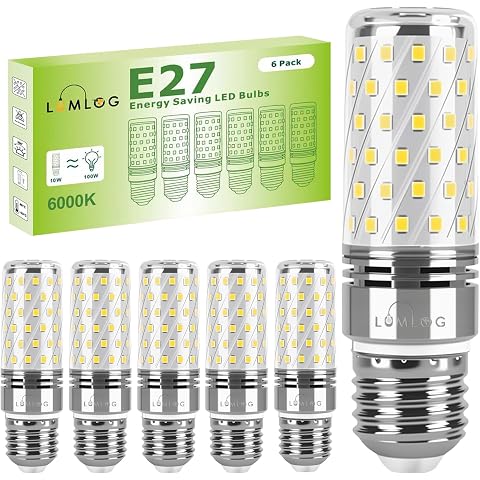 Lumlog E27 LED Bulbs Cool White 10W 6000K, E27 Edison Screw Light Bulbs, 100W Incandescent Equivalent, 1700LM Non-Dimmable Corn Light for Home Lighting, 220-240V, Pack of 6[Energy Class C]