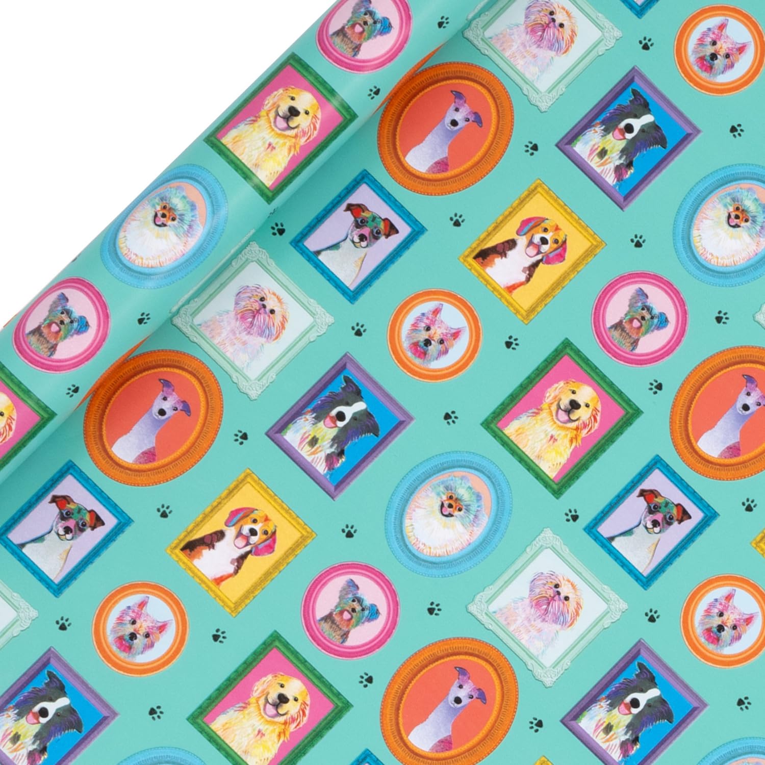 Glick Luxury Roll Wrap, Billy Dog Snaps, Wrapping Paper 4 metres x 70 cms, Suitable for Birthdays & Other Celebrations, Blue
