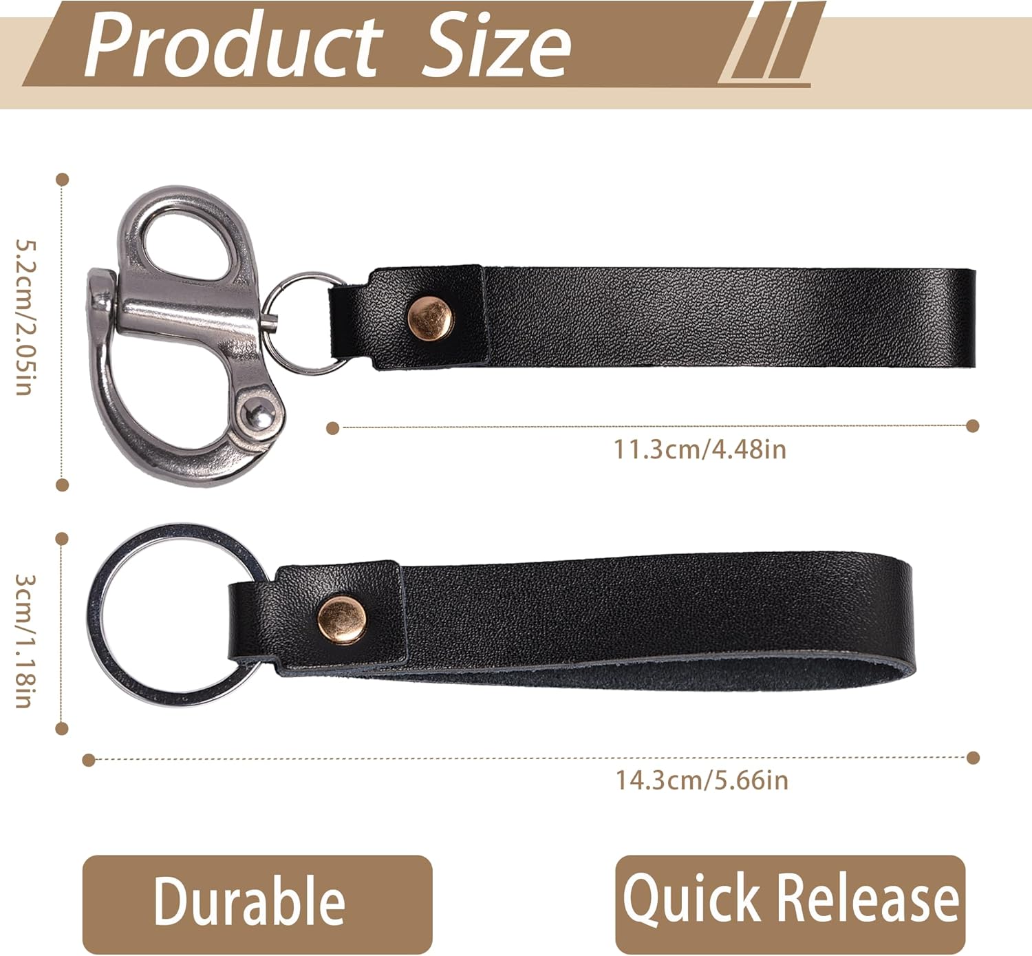 Quick Release Clip Shackle for SCBA Mask - Firefighter Accessories Tools with Leather Handle, Marine Grade 316 Stainless Steel Snap Shackle for Rigging, Sailing, Boat & Emergency Lanyards - Image 2