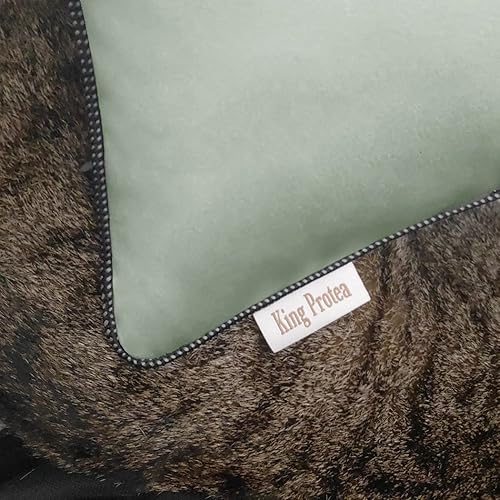 Miniatura 2 de King Protea Fundas de almohada decorativas de color verde menta helada, tela de satén suave y pesada con ribetes blancos y negros para sofá, cama,