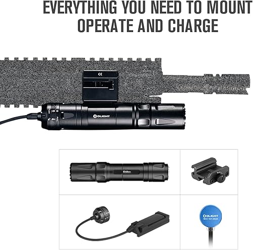 Miniatura 7 de OLIGHT Baldr Pro - Lámpara táctica de 1350 lúmenes con luz verde y LED blanco, paquetes Odin de 2000 lúmenes, linterna táctica recargable montada en