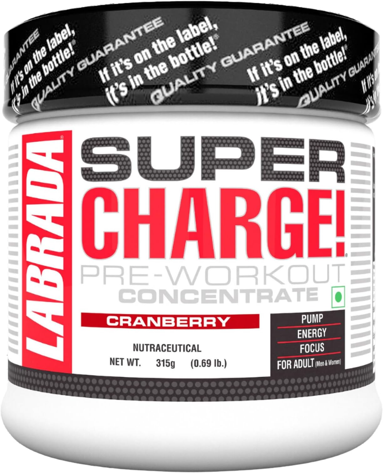Super Charge Pre-Workout 315g, Cranberry (63 Servings | 0.75 L-Arginine | 375mg L-Citrulline Malate | 2g Beta Alanine | 150mg Caffeine Anhydrous | 250mg Ashwagandha Extract)