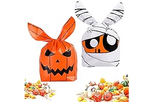 100Pcs Halloween Treat Bags with Rabbit Ear Design