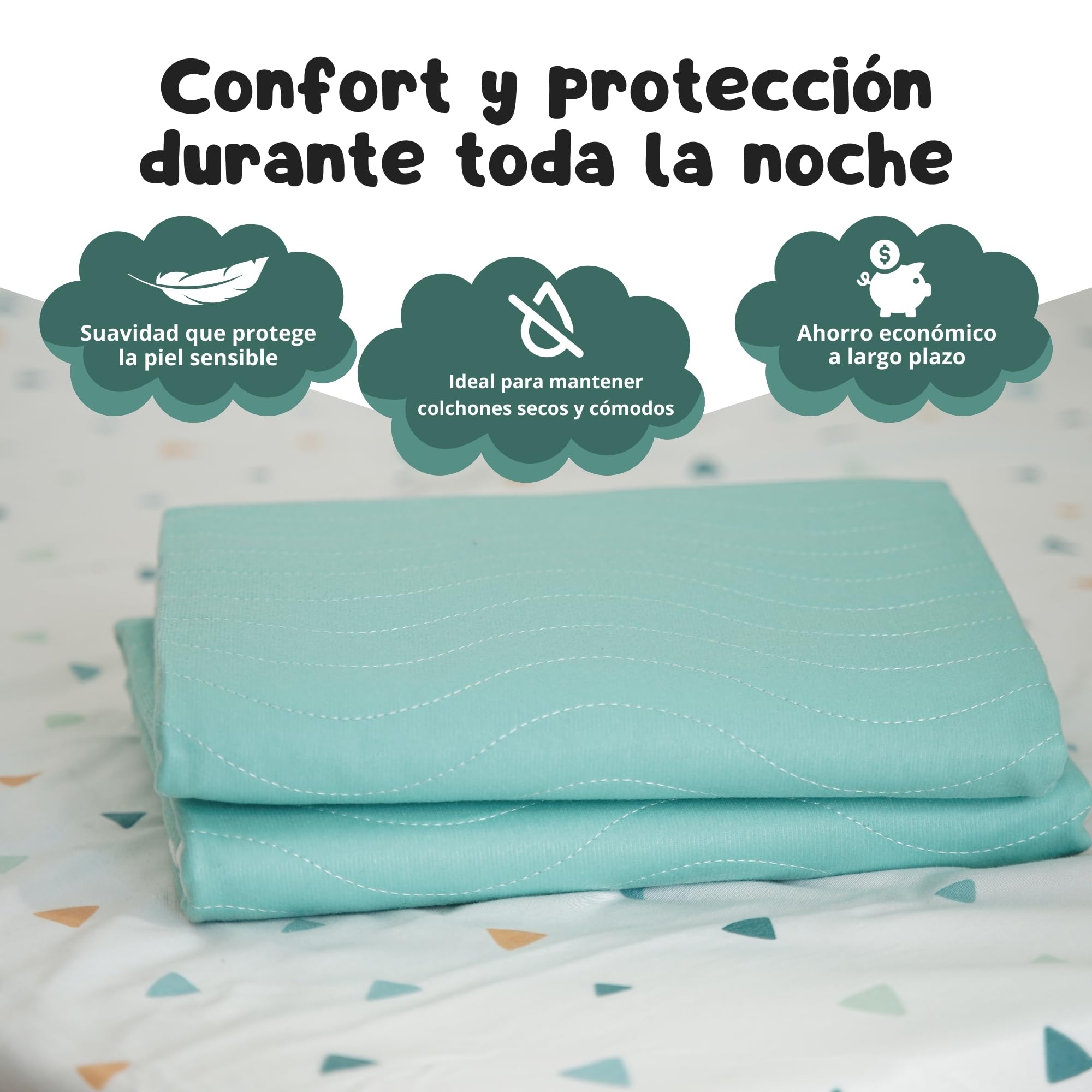 Pack 2 Empapadores Cama Adultos 135 x 85 cm Lavables con Alas - 4 Capas de protección - Impermeable Reutilizable Absorbente-Empapadores Adulto-Protector de 135 cm y alas de 45 cm (135X85 CM)