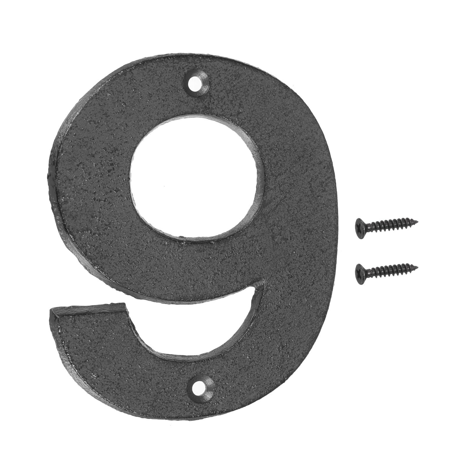 sourcing map House Numbers and Letters, 126mm Cast Iron Metal Vintage Address Numbers for Outside, Solid House Number with Screws for Apartment Office Hotel Room Signs(Number 9)
