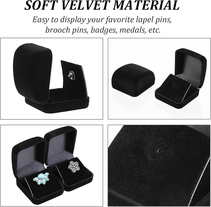 Caja de regalo de terciopelo negro para monedas 12 pcs miniatura 4