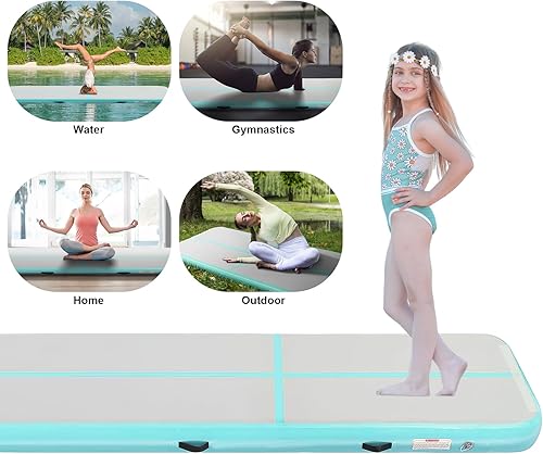 Miniatura 4 de Colchoneta inflable de gimnasia de 101316202326 pies, 48 pulgadas de grosor, pista de gimnasia inflable para el hogar, yoga, piso, animadoras, agua