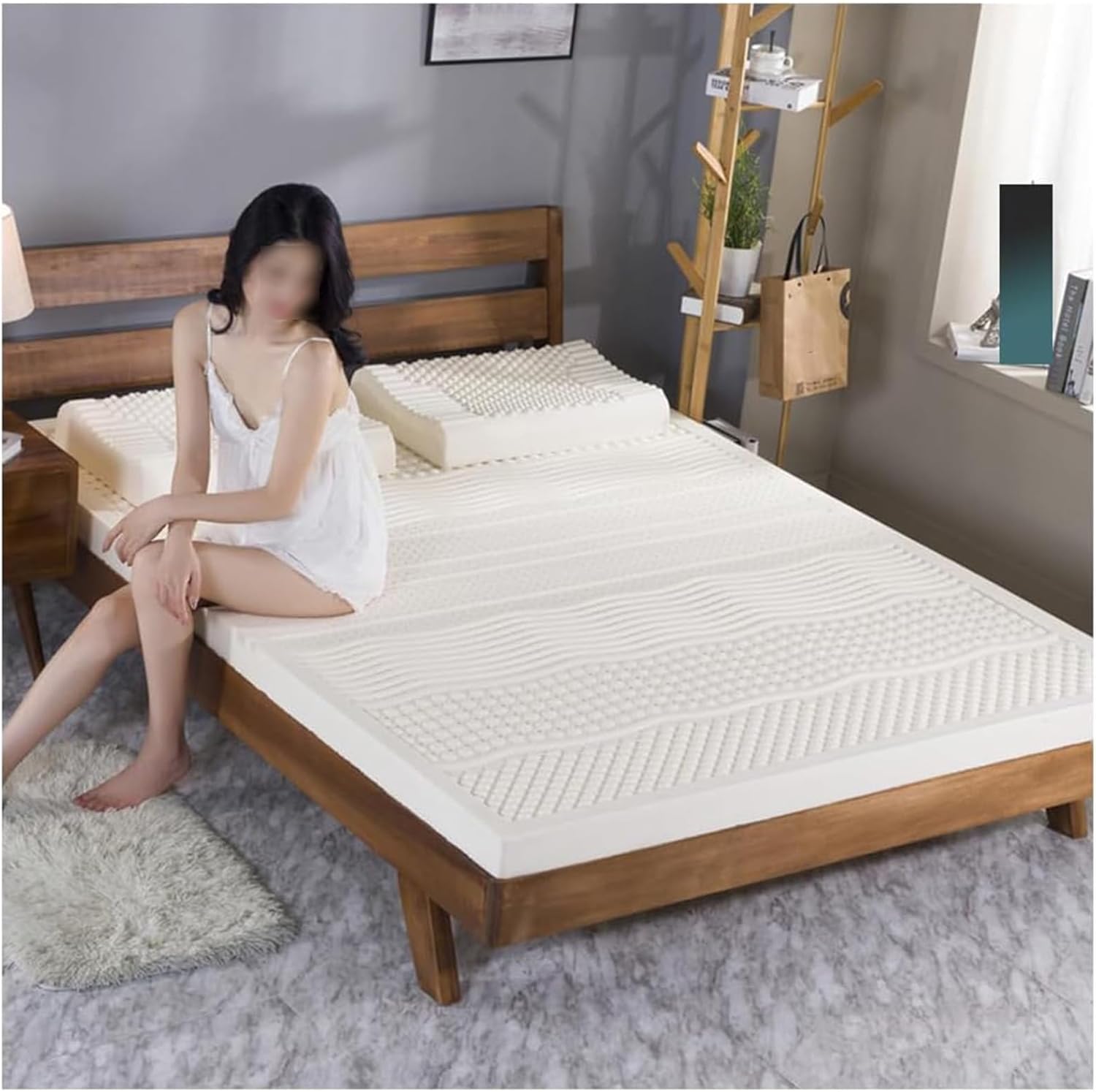 100% Natural Latex Mattress Topper, 2 Inch Medium Firm, Double Bed, Pressure Relief for Back Pain, Removable Cover, 47x83x2 in, Eco-Friendly Comfort Upgrade