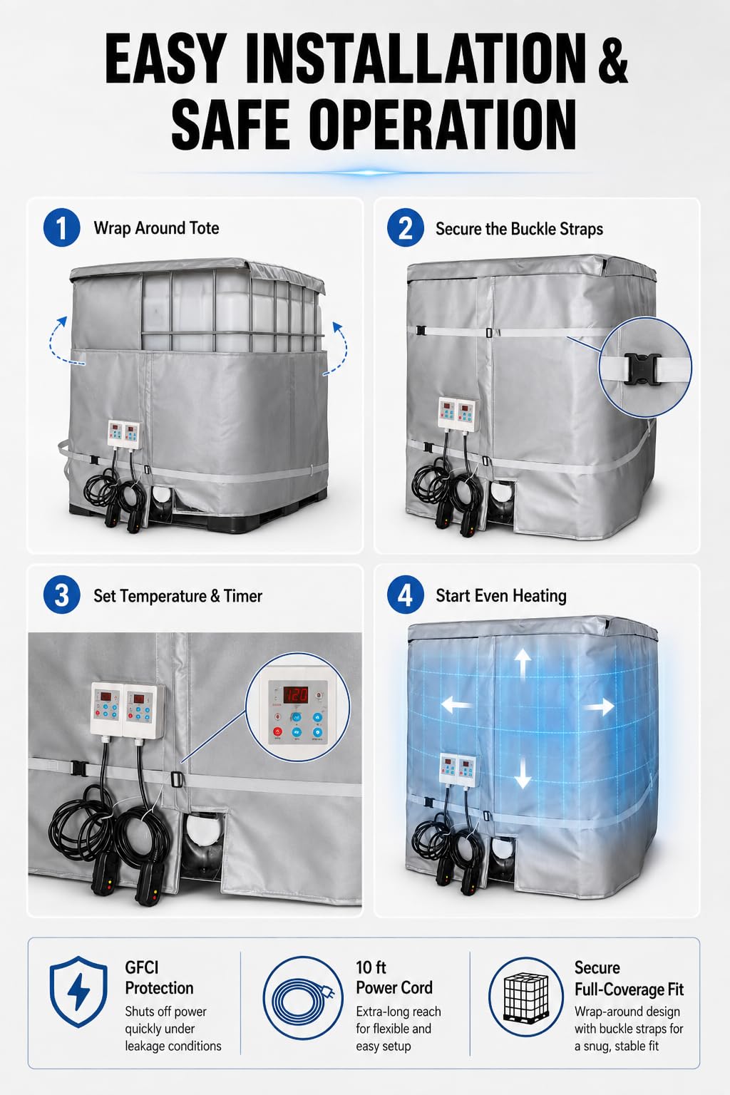 Coperta Riscaldante Fusti Olio, Riscaldatore Industriale Regolabile 100°C, Riscaldamento Rapido E Uniforme, Giacca Impermeabile Isolante per Olio, Resina, Asfalto E Altri Fluidi Black
