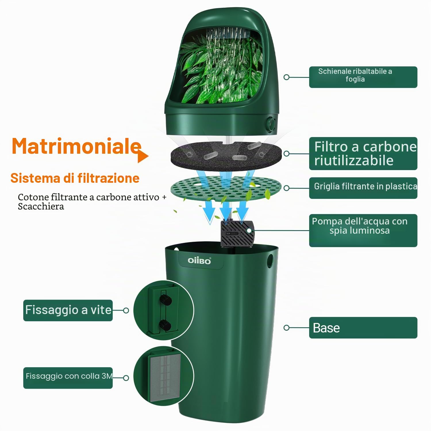 Distributore d'acqua per rettili, fontanella automatica con flusso d'acqua regolabile, per lucertola, drago, camaleonte, anfibi, insetti, terrario, gocciolatore d'acqua