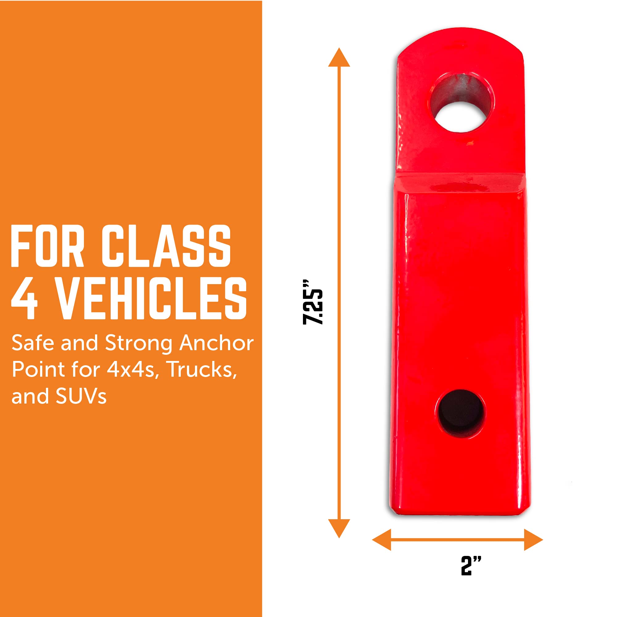 GearAmerica - Receptor de enganche de 5 x 5 cm, acero resistente, para vehículos de clase 4, punto de anclaje seguro y fuerte para 4 x 4, camiones y SUV, 10 toneladas WLL, 20 toneladas MBS, color rojo