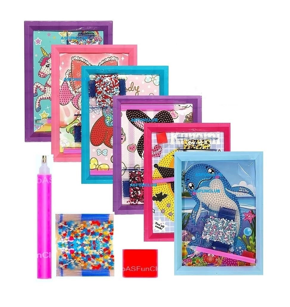 ASFunClub 2Pcs Diamond Painting Kits for Kids Arts and Crafts DIY Craft Art Kit Girls Gift Kit Arts and Craft Kit for Kids Educational & Learning Toy for Toddlers-Multi Design