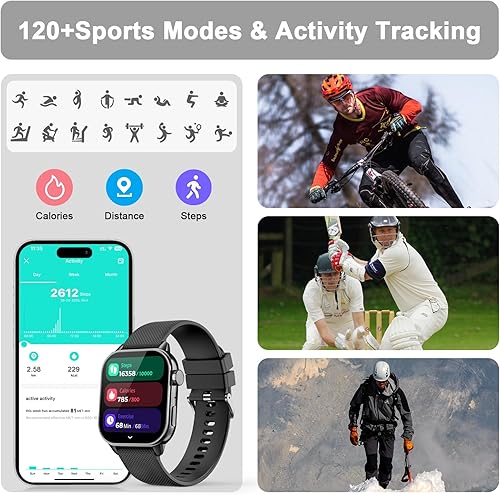 Miniatura 6 de Reloj inteligente para hombres y mujeres, 1.85 pulgadas AMOLED HD reloj de fitness con más de 120 modos deportivos, llamada Bluetooth, frecuencia