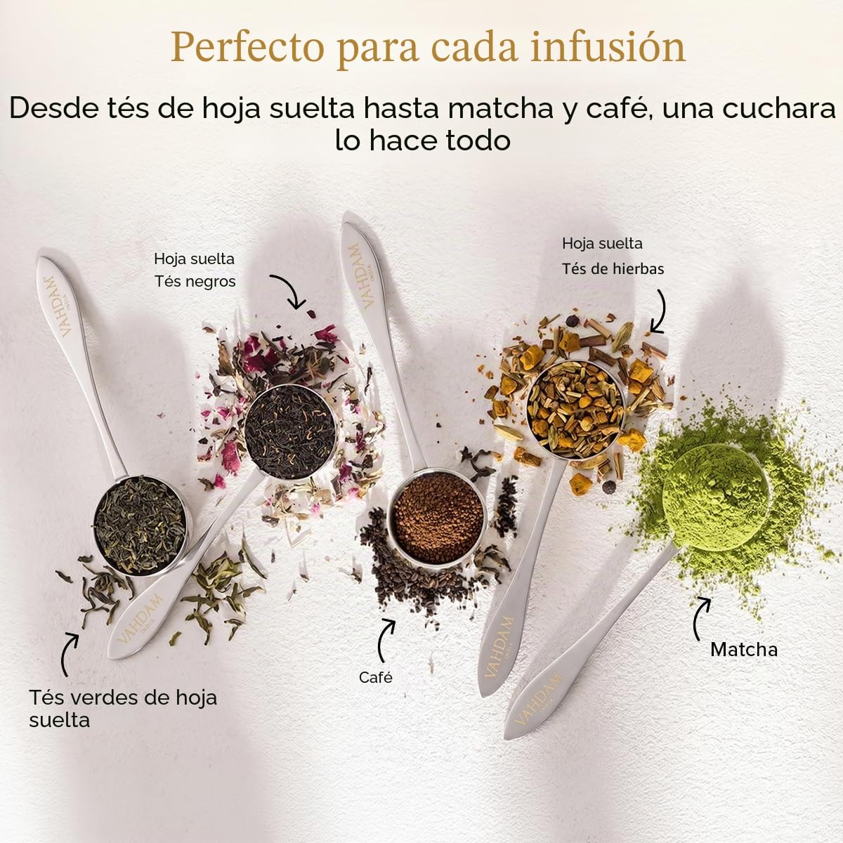 VAHDAM, Cuchara de té Perfect Serve | Cucharas de té de acero inoxidable | Cuchara mini de medición perfecta para preparar