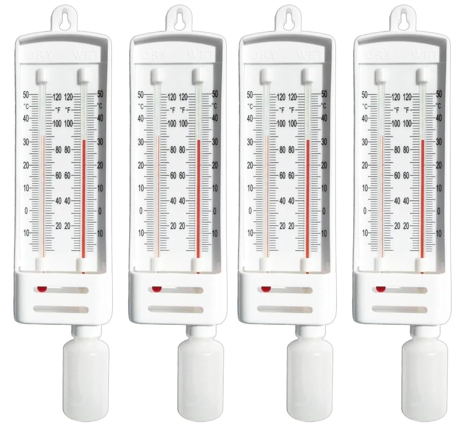 Sper Scientific Precision Wet & Dry Bulb Mason’s Hygrometer 736740 - Dual Thermometer Humidity Meter for Meteorology, Greenhouses, Laboratories, HVAC & Environmental Science - 4 pc
