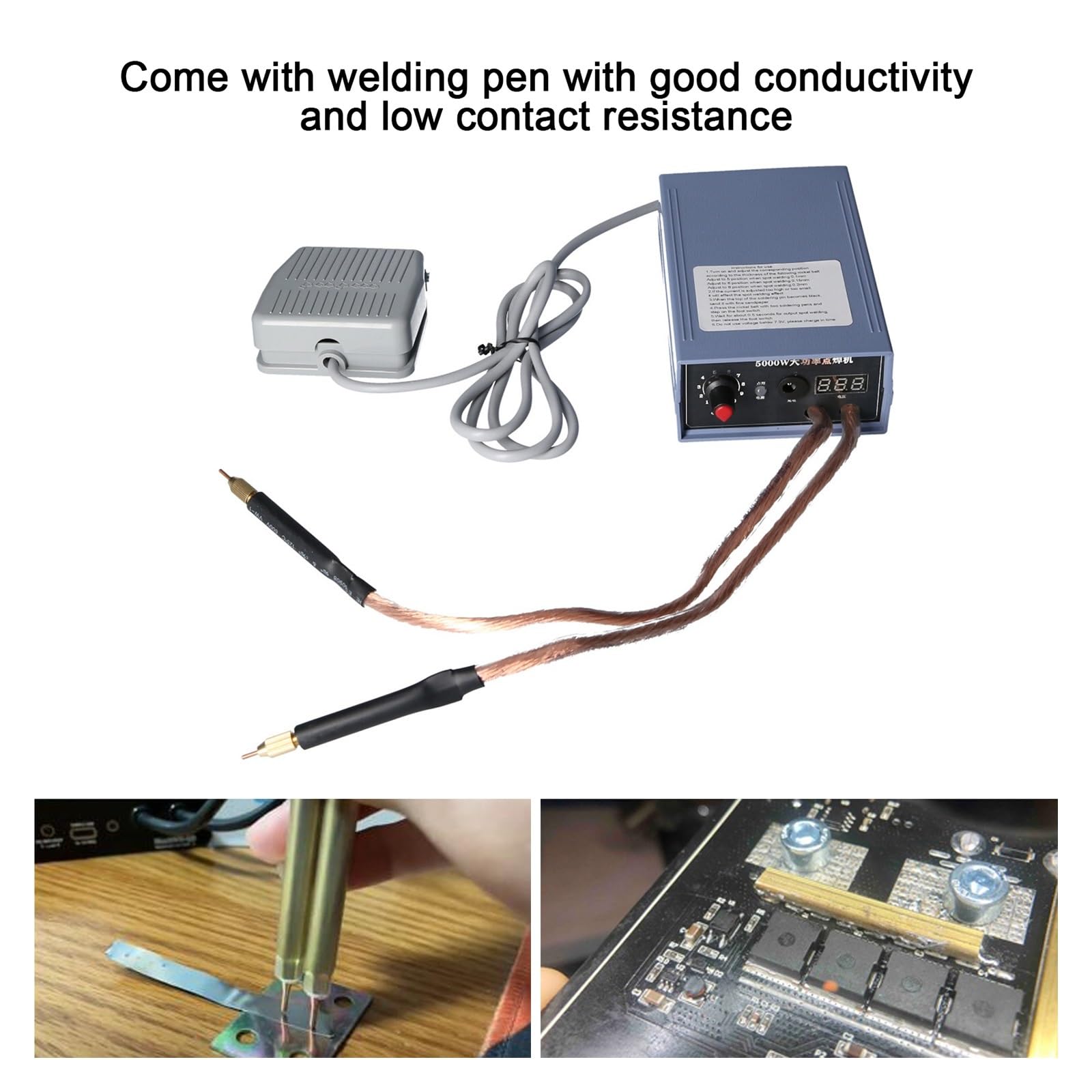 Poste à souder, Soudeuse par points haute puissance 5000 W, kit de bricolage portable 18650 réglable 800 A