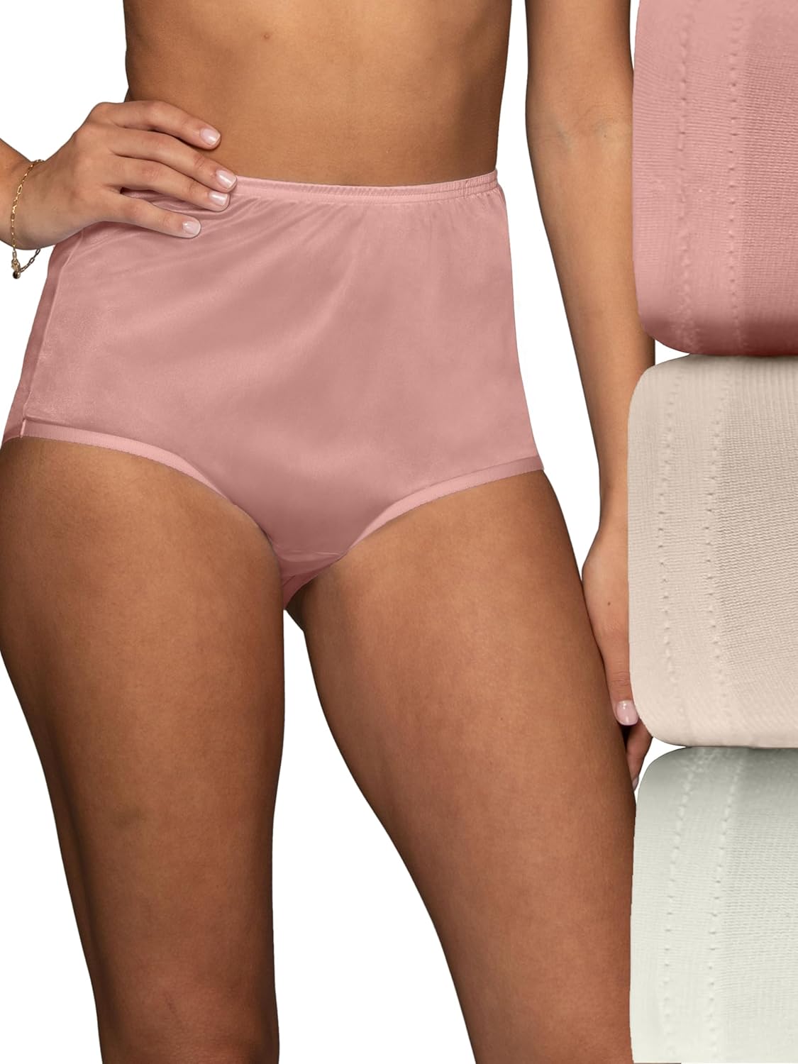Vanity Fair Women's High Waisted Underwear, Full Coverage Ladies Panties, Perfectly Yours Briefs, Almost Apricot/Fawn/Pearl, 5